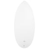 An elongated, oval-shaped, white skimboard bottom with a smooth surface, shown against a plain white background.