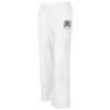 White sweatpants with a small Ocean City Maryland graphic in green and black on the left thigh, featuring an elastic waistband and straight legs.