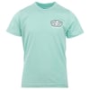 A plain mint short-sleeve t-shirt with a small Ron Jon Surf Shop Cocoa Beach, Fla logo on the left chest.
