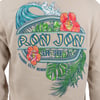 Beige sweatshirt featuring a colorful wave, flowers, and palm leaves design with the text Ron Jon Surf Shop, Panama City Beach.