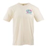 A plain off-white short-sleeve T-shirt with a small colorful Ron Jon Surf Shop logo and Long Beach Island, NJ text on the upper left chest.