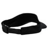 Black fabric visor with an adjustable strap and curved brim, shown from the back angle.