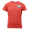 Red t-shirt with Ron Jon Surf Shop logo on the left chest.