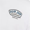 White fabric with a Ron Jon Surfboards logo and Myrtle Beach text in blue and black.