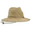 A wide-brimmed straw hat with a woven pattern and a chin cord, shown against a plain white background.