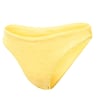 Yellow bikini bottom with a floral embossed pattern.