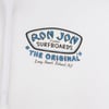 Logo reading Ron Jon Surfboards, The Original, Long Beach Island, NJ on a white background.