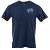 Navy blue short-sleeve t-shirt with a small Ron Jon Surf Shop Cocoa Beach logo featuring flowers on the left chest.