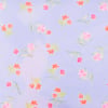 A light blue background with a pattern of small red and pink flowers and green leaves scattered across it.