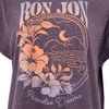 T-shirt with Ron Jon Paradise Dreams text, featuring hibiscus flowers, ocean waves, and a night sky with clouds and crescent moon in a stylized design.