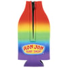 Neoprene bottle cooler with a rainbow gradient, black zipper, and a Ron Jon Surf Shop logo on the front.