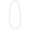 A white beaded necklace made of irregularly shaped beads, arranged in a single strand with a small clasp at the top.