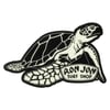 Black and white magnet of a sea turtle with the text Ron Jon Surf Shop on its front flipper.