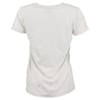 Back view of a plain white T-shirt on a display, showing short sleeves and a simple collar.