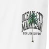 White fabric with Ocean City Maryland Ron Jon Surf Shop text and a palm tree graphic printed on it.
