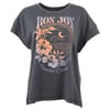 Gray T-shirt featuring a beach scene with flowers, a crescent moon, and waves. Text reads Ron Jon and Paradise Dreams in stylized fonts.