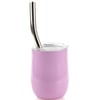 Pink insulated tumbler with a clear lid and stainless steel straw.