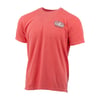 Watermelon colored short-sleeve t-shirt with a small Ron Jon Surf Shop Orlando logo on the left chest.