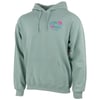 Light green hooded sweatshirt with front pocket and a small colorful Ron Jon Ft. Myers logo on the left chest.