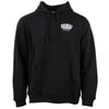 Black hooded sweatshirt with a front pocket and a small Ron Jon Surf Shop logo on the left chest.