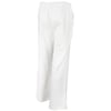 White fleece sweatpants with an elastic waistband and straight leg, displayed on a white background.
