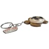 A keychain with a Ron Jon Surf Shop tag and a small wooden turtle figurine attached.