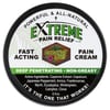 Round container labeled Extreme Pain Relief, fast-acting and non-greasy. Includes ingredients like cayenne, peppermint, arnica. Its the one that works! 6 fl oz.