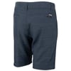 Dark blue shorts with subtle horizontal stripes, featuring multiple pockets and a small logo on the rear.