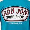 Blue shirt featuring a large Ron Jon Surf Shop logo and Cocoa Beach, Fla text on the back.