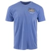 A plain blue short-sleeve t-shirt with a small One of a Kind Cocoa Beach graphic and flag design on the left chest area.