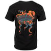 Black T-shirt featuring a large orange octopus graphic and Ron Jon Surf Shop Cocoa Beach, FL text on the back.