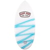 White skimboard with blue diagonal lines and Ron Jon Surf Shop logo at the top and bottom.