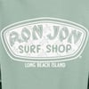 Close-up of a green Ron Jon Surf Shop logo with turtle designs and text Long Beach Island.