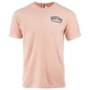 Peach short-sleeve t-shirt with a small colorful Ron Jon Surf Shop Ft. Myers logo on the left chest. The shirt is displayed on a plain white background.