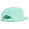 A mint green snapback cap shown from the back, featuring an adjustable strap and ventilation holes on top.