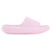 Pink slide sandal with thick sole and wide strap, shown in a side view.