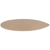 A plain, oval-shaped piece of brown MDF wood with pointed ends and a small hole near each tip, photographed on a white background.
