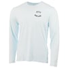 Light blue long-sleeve t-shirt with the words Jetty Ron Jon printed in black on the left chest area.