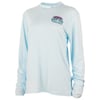 Light blue long-sleeve shirt with a small, colorful Ron Jon Surf Shop logo on the upper left chest. The shirt has a crew neckline and relaxed fit.