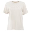 A plain beige short-sleeve T-shirt with RON JON SURF SHOP and a small sun design embroidered in white on the front.