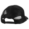 Back view of a black mesh trucker hat with an adjustable snapback closure.