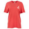 A red short-sleeve T-shirt with a small white Ron Jon logo and turtle graphic on the upper left chest.