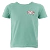 Green T-shirt with a Ron Jon Surf Shop logo on the upper left side.
