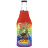 A bottle in a colorful coozie with a sloth, palm tree, and text reading Just Hangin and Ron Jon Surf Shop.