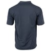 Back view of a dark gray short-sleeve polo shirt with a collar.
