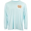 Light blue long-sleeve shirt with a small colorful logo featuring palm trees and text on the left chest. The shirt is displayed on a plain white background.