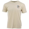 Beige T-shirt with a small graphic logo of a sailfish and the text Saltwater Shores Key West on the left chest area.