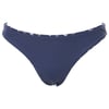 Navy blue bikini bottom with a high-leg cut and subtle printed detailing on the waistband.