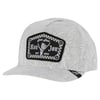 A gray crinkled-looking fabric cap with a black and white Ron Jon Surf Shop patch on the front and EST. 1959 text.