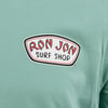 Green shirt featuring the Ron Jon Surf Shop logo in a red and white emblem on the front.